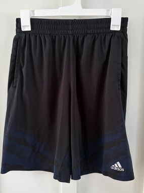 Adidas Boys Athletic Shorts | Youth Sz 14/16 | Black & Navy | Sports Activewear